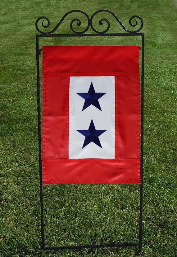 Heavy Duty Military Service Garden Flag Two Blue Star 12.5×18''-Nylon 210D Deluxe Embroidered Star| Army Navy Marine Corps USA Family Member On Service Decoration Gift Yard House Banner
