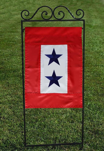 Heavy Duty Military Service Garden Flag Two Blue Star 12.5×18''-Nylon 210D Deluxe Embroidered Star| Army Navy Marine Corps USA Family Member On Service Decoration Gift Yard House Banner