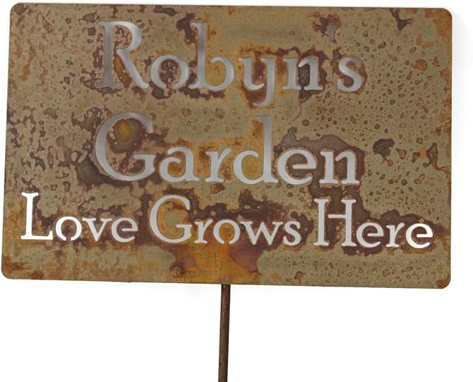 Classic Metal Garden Markers Clearance Items 20 to 33 Inches Tall (Robyn's Garden 23", Naturally Rusted)