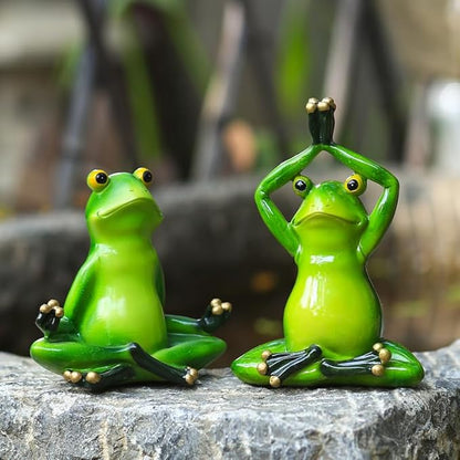 Yoga Frog Statue Outdoor Decor for Garden, 4.05" Fairy Yard Figurines Home Sculptures for Lawn Patio Front Porch Backyard