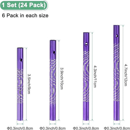 M METERXITY 24-Pack Wind Chime Tubes, 4 Sizes Aluminum Metal Wind Bell Empty Tubes for Outside/Adults Arts and Crafts/DIY [Purple]