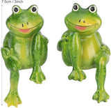 Garden Statues for Outside, 2PCS Animal Sitting on Stone Figurine Resin Garden Statues Forg Figurines and Statues Forg Garden Decor Forg Statues for Garden Courtyard Lawn Ornaments