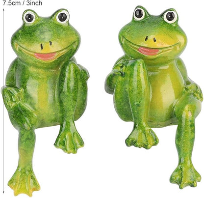 Garden Statues for Outside, 2PCS Animal Sitting on Stone Figurine Resin Garden Statues Forg Figurines and Statues Forg Garden Decor Forg Statues for Garden Courtyard Lawn Ornaments