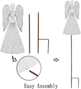 E-view Metal Angel Garden Stakes Antiqued Decorative Angel Stake with Heart - Outdoor Iron Lawn Art Yard Sign Patio Backyard Decor (1 Piece)