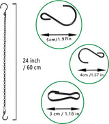 RIFNY Hanging Chains with Hooks, 10 Pieces 24 Inch Black Chain for Hanging Bird Feeders Planters Baskets Billboards Lanterns Wind Chimes Ornaments Outdoor/Indoor Use (24 inch 10pcs)