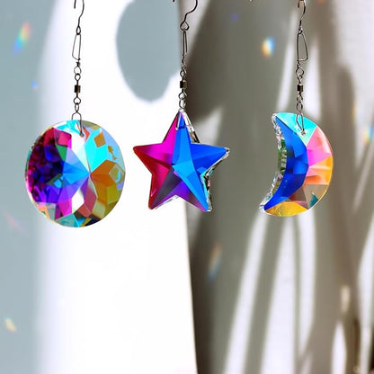 Crystal Prism Suncatcher for Window Home Decoration, 3pcs Hanging Ornament Pendant, 45mm Rainbow Maker AB