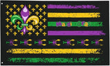 Mardi Gras Flag 3x5 Ft Outdoor Indoor With Grommet Garden Yard Banner Decorative Sign