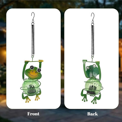 Calenzana Green Frog Outdoor Solar Garden Light, Waterpoof Hanging Solar Light for Yard Patio Backyard Porch, Gifts for Women Mom Grandma