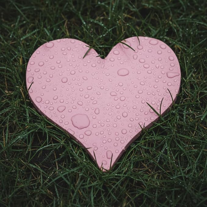 Comfy Hour 10" Pink Heart Shaped Cast Iron Stepping Stone, Rustic Antique Vintage Figurine Style Home Decor, Outdoor Garden Pathway Plaque