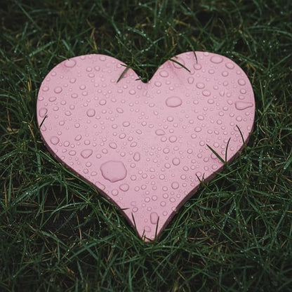 Comfy Hour 10" Pink Heart Shaped Cast Iron Stepping Stone, Rustic Antique Vintage Figurine Style Home Decor, Outdoor Garden Pathway Plaque