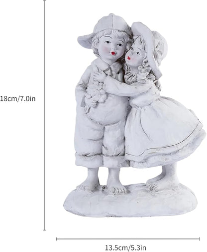 Garden Statues Boy and Girl Couple Statue, Romantic Outdoor Statues of First Kiss, Resin Garden Sculptures & Statues for Patio Lawn Yard Art, Flower Bed Decorations Outdoor