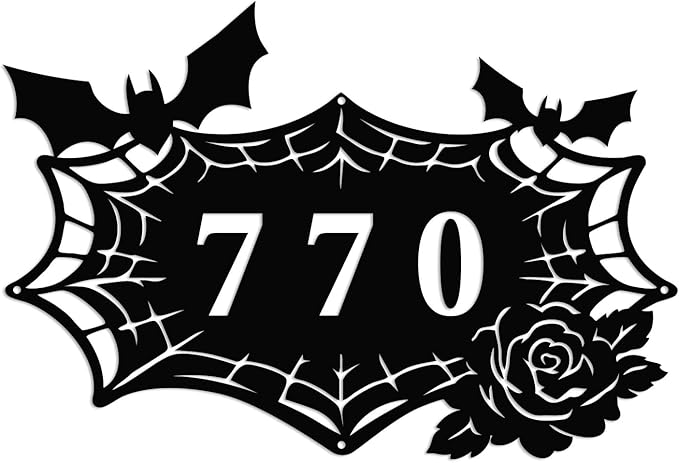 Personalized Gothic House Number metal Signs,Custom Address Number Metal Wall Art Decor,Black Plaques Outdoor wall Decorative Signage,Shed(8-30 Inches) (Spider B)