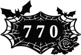 Personalized Gothic House Number metal Signs,Custom Address Number Metal Wall Art Decor,Black Plaques Outdoor wall Decorative Signage,Shed(8-30 Inches) (Spider B)