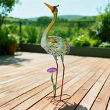 VEWOGARDEN Garden Statues for Outside, 32" Metal Crane Yard Statue Outdoor Animal Statues for Lawn, Patio, Pond, Colorful