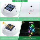 Fohil Solar Hummingbird Wind Chimes, Color Changing Solar Wind Chimes for Outside, LED Waterproof Solar Powered Hanging Lights Outdoor Valentine Decorations, Gifts for Women Mom Grandma