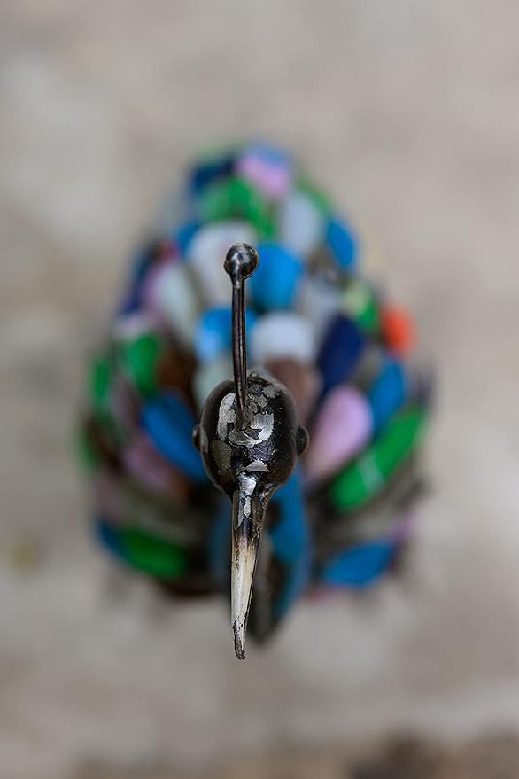 De Kulture Handcrafted Recycled Iron Vintage Peacock Figurine Decorative Collectible Figurine showpiece Beautify Home Office Holiday décor| Ideal for Garden Decoration, 41x13x36 (LWH) inches