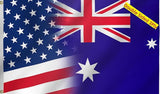 USA Australia Combination Flag 3X5FT, Double Sided 3Ply, American Australian Flags, Men Women Banner,Vibrant Colors, Double Stitched with 2 Brass Grommets, Bar Garden Street Decoration, GYM, Office Decor,Indoor Outdoor Use,Gifts. (US-AUS-X, 3x5ft3ply)