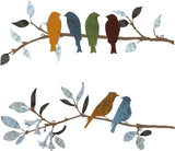 Demissle 2 Pcs Metal Birds Wall Art Decor Vivid Birds on Branch with Leaves Rustic Wall Decor Waterproof Metal Sculpture Hanging Sign for Home Balcony Garden Indoor Outdoor(Stylish Colors)