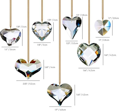 7pcs Heart Crystal Prism Suncatchers, Rainbow Hanging Crystals Ornament Pendant for Window, Chandelier Decoration Clear GOLDENHAITAI