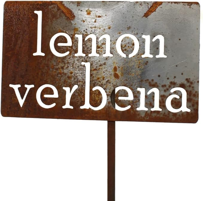 Classic Metal Garden Markers 19 Inches Tall (lemon verbena, Naturally Rusted)