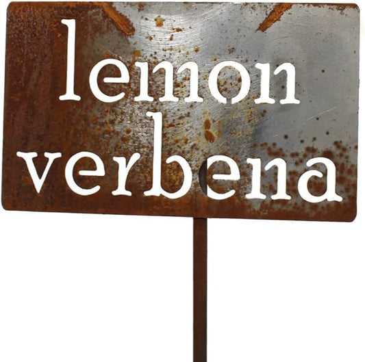 Classic Metal Garden Markers 19 Inches Tall (lemon verbena, Naturally Rusted)