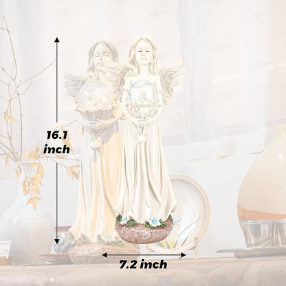 Angel Statue for Garden - 16.3 inches Guardian Solar Garden Statues with Solar Lights, Angel Figurines Gardening Gifts for Mom Grandma Lawn Outdoor Ornaments Figurines for Outdoor Decor