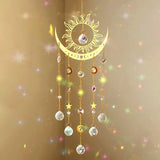 Artilady Sun and Moon Suncatcher - Large Crystal Wind Chimes for Outside Stained Glass Window Hanging Prisms Garden Backyard Ceiling Room Decor Christmas Housewarming Birthday Gift for Girls