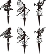 6-Piece Decorative Garden Stakes，Garden Decoration, Metal Flower Fairy，Fairy Garden Decor