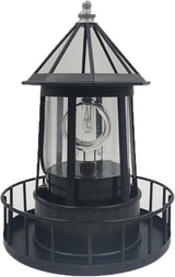 LED Solar Powered Lighthouse, 360 Degree Rotating Lighthouse Lamp, IP66 Waterproof LED Solar Lights Towers Statue for Outdoor Garden Pathway Patio(Black)
