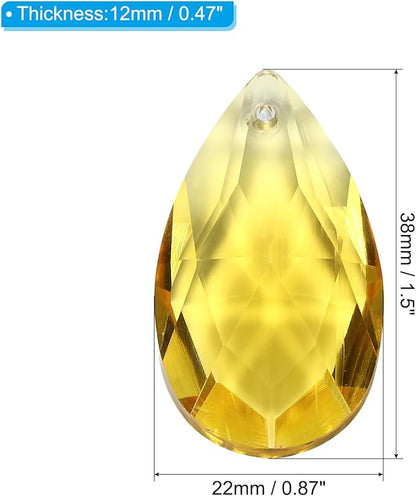 PATIKIL K9 Crystal Pendants Teardrop Beads, 10 Pack 38mm Chandelier Prisms Parts Hanging Beads DIY Lamp for Arts Crafts Decoration, Golden