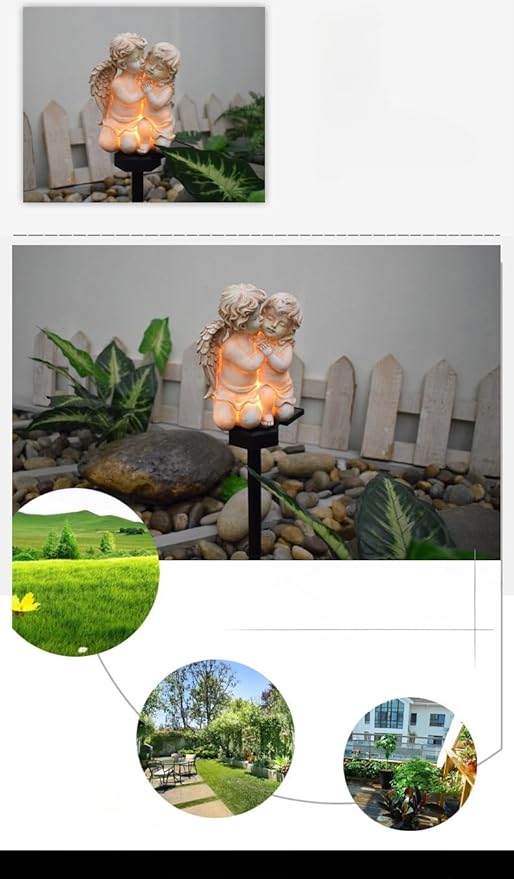 Angel Couple Solar Outdoor Garden Stakes Lighting, Multicolor, Warm White, Angel Theme, Outdoor Figurine Lights, Decoration, Outdoor Decoration, Seasonal Decoration, Housewarming, Gift-Giving