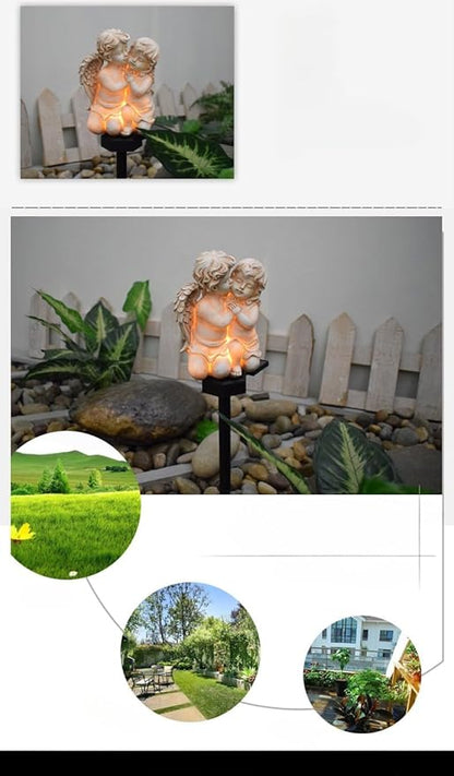 Angel Couple Solar Outdoor Garden Stakes Lighting, Multicolor, Warm White, Angel Theme, Outdoor Figurine Lights, Decoration, Outdoor Decoration, Seasonal Decoration, Housewarming, Gift-Giving