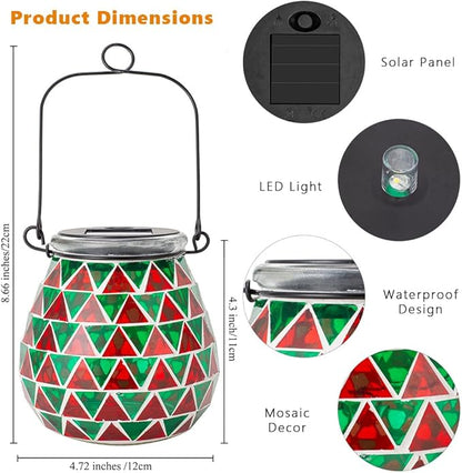 Starsoul 4 Pack Solar Lanterns Outdoor Waterproof, Vibrant Mosaic Hanging Solar Lights, Decorative Solar Lantern for Outside Garden Decor