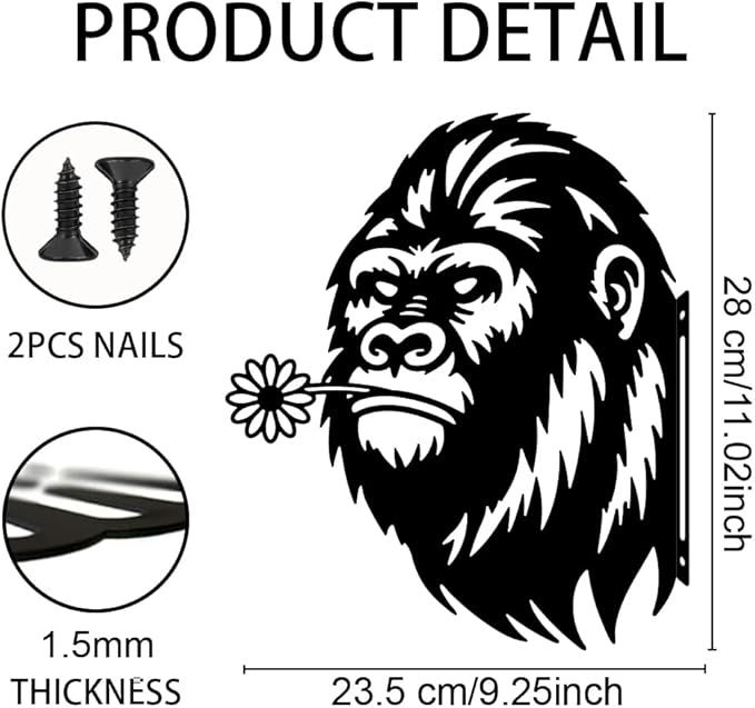 WADORN Big Foot Metal Garden Fence Art, Wild Man Farmhouse Statue Sasquatch Outdoor Decor Big Foot Silhouette Decorative Backyard Stake Metal Savage Ornament Funny Wall Decoration for Garden Patio