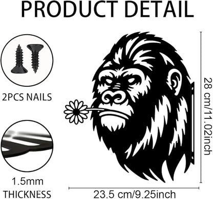 WADORN Big Foot Metal Garden Fence Art, Wild Man Farmhouse Statue Sasquatch Outdoor Decor Big Foot Silhouette Decorative Backyard Stake Metal Savage Ornament Funny Wall Decoration for Garden Patio