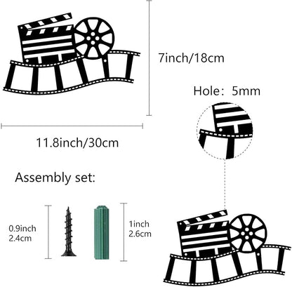 CREATCABIN Movie Reel Metal Wall Art Decor Wall Sculpture Hanging Decoration Sign Iron Outline Wall Art Black Rustic Decor Ornament Wall for Indoor Outside Living Room Home Office 12 x 7Inch
