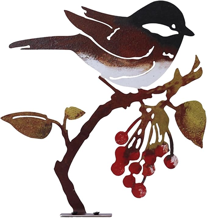 Wrought Iron Bird Decoration Metal Iron Art Animal Bird Hanging Ornaments Cute Bird Art Iron Sculpture Creative Outdoor Silhouettes Garden Crafts for Garden (red)