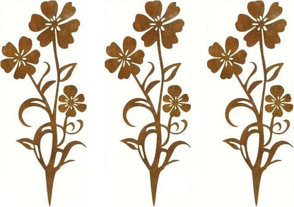 Rusty Metal Wild Flowers Garden Stakes 11.82 x 8.47 inches, Decorative Flowers Yard Stake Metal Art for Outdoor Garden Lawn Decor (Flower-J)
