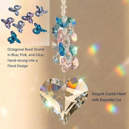 Crystal Heart Suncatcher Kit for Indoor Window Hanging Prism,Healing Rainbow Maker, for Her Birthday and Holidays, Room Garden Outdoor Decor, Pet Gift (Pastel)