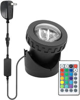 Colored Pond Lights with Timer, RGB Weighted Fountain Lights IP68 Waterproof Submersible Dimmable Outdoor Landscape Lights for Pond Fountain Garden, 1 Light