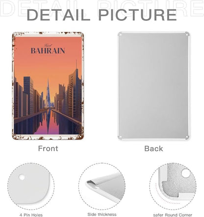 Patio Wall Decor Travel Bahrain 6 Vintage Signs Metal Bar Retro Home Wall Decor For Indoor And Outdoor Use,Happy And Funny Life Quotes 8X12inch