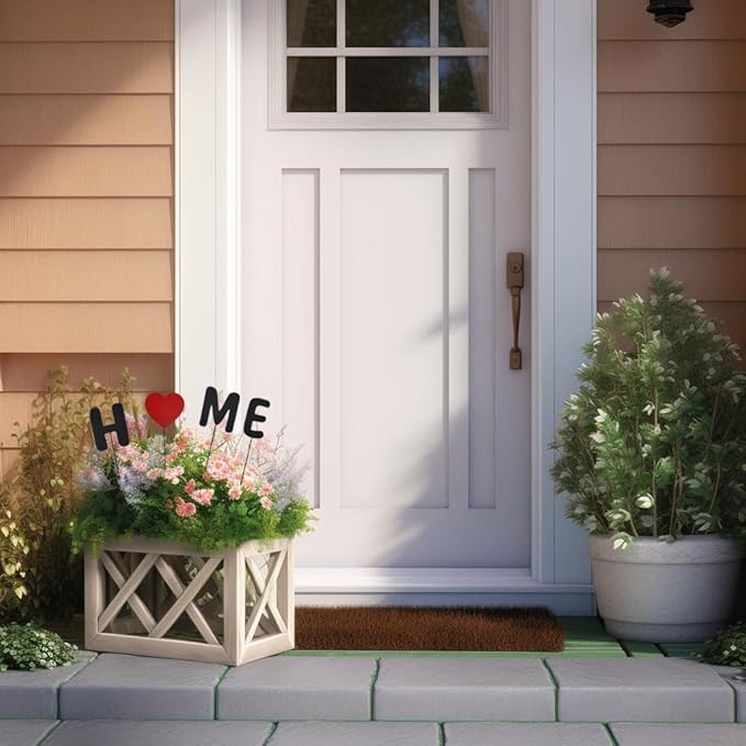 Metal Home Letter Yard Sign Welcome Garden Decor, Home Word Yard Art Stake Metal Plant Pick Letter Stick for Plant Pot Flower Bed Indoor Outdoor Patio Lawn Spring Decor (Home)