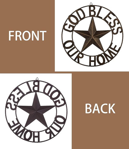 Ontrip 26" Metal Barn Star Wall Decor, Rustic Western Lone Star Metal Wall Art, Powder-Coated Iron, Indoor/Outdoor Porch Patio Fence Fireplace Farmhouse Decor, Housewarming Gift
