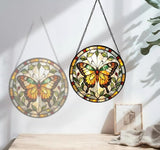 Butterfly Stained Glass Suncather for Window Hanging, 6.3'' Yellow Butterfly Ornament Gift for Women, Nature-Inspired Home Decor Gift for Mom, Grandma, Mother's Day (Yellow, 6.3'')