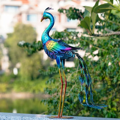 Metal Peacock Garden Decor Outdoor Statue, 26" Metal Yard Art Peacock Garden Sculptures Outside Decoration for Home Patio Lawn Backyard, Gift for Moms Grandma Women