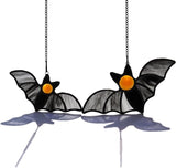Bat Decor Stained Glass Window Hanging -Double Halloween Bats Suncatcher for Window Gothic Decor Black Bats. (Black A)…