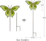 Garden Decor Metal Yard Stakes Spring Lawn Art Decorative Plant Stake Indoor Outdoor Ornaments Decoration for Patio Pathway Backyard (Green Butterfly)