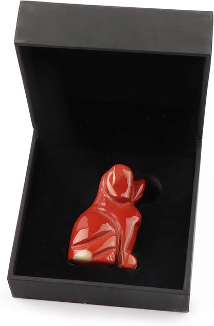 SMQ Dog Gifts Home Decor Crystal Figurines Hand Carved Gemstone Puppy Yoga Dog Memorial Stone Sculpture Mookaite Animal Collectibles Reiki Healing Statue for Garden,Bookshelf,Office,2"