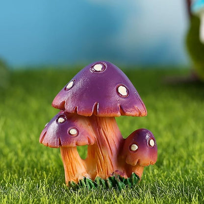 DIYOMR 5pcs Mushrooms Figurines, Creative Resin Mushroom Series Fairy Garden Accessories Craft Indoor Outdoor Decor