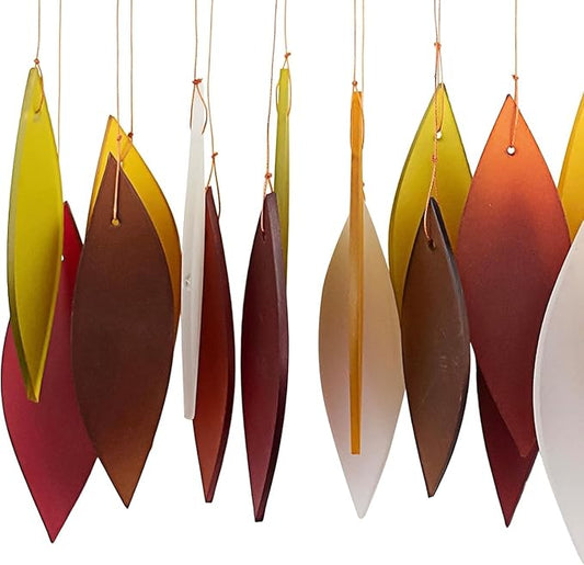 Blue Handworks Desert Sands Glass Chime, Sandblasted Glass and Found Wood Handcrafted Wind Chime